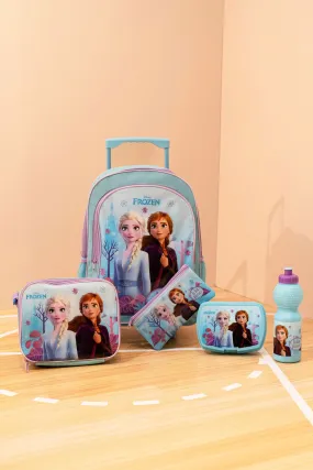 Girls Blue And Purple Frozen Print Trolley Set (5 Piece)