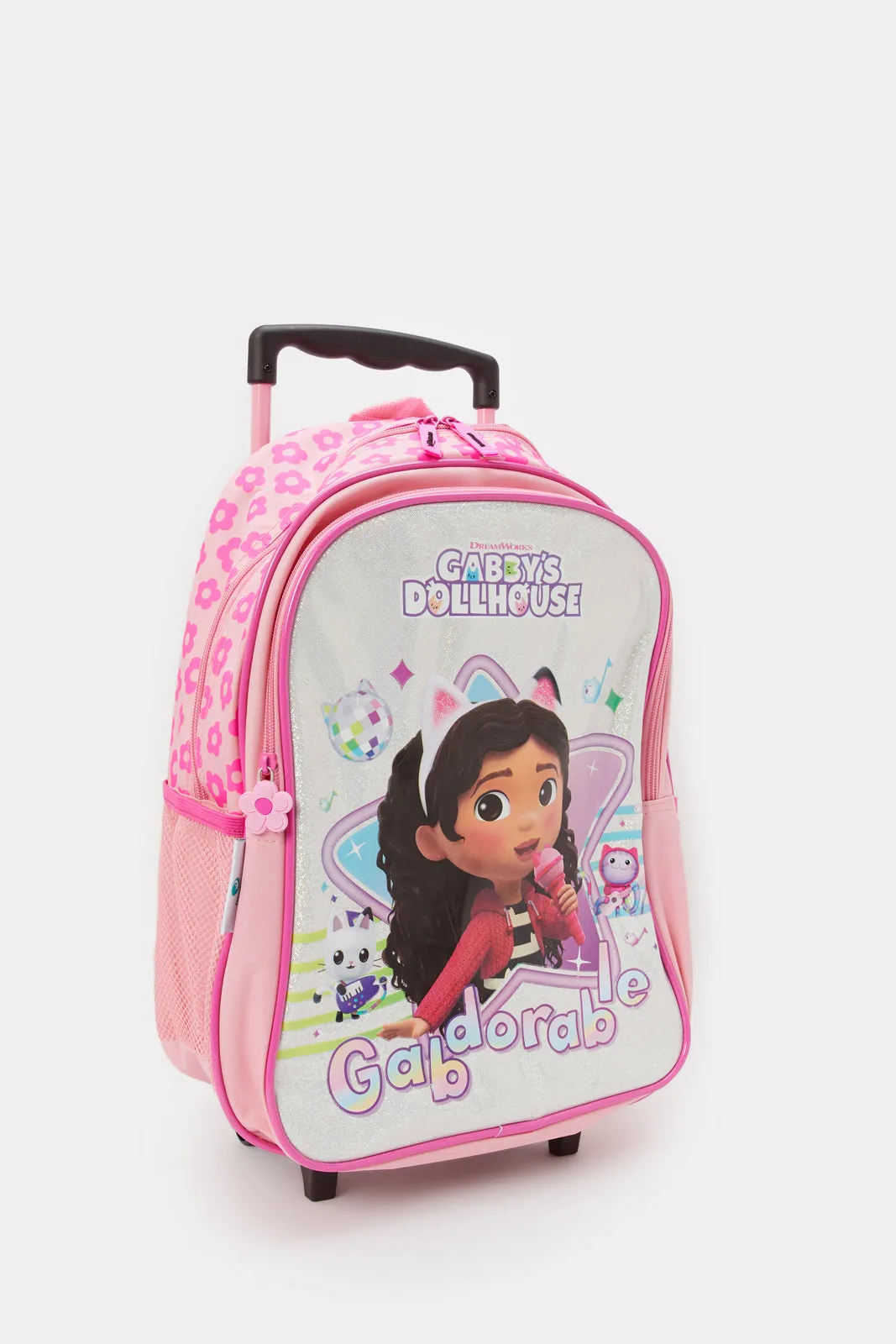 Girls Pink Gabby's Dollhouse Print Trolley Bag Set (5 Piece)