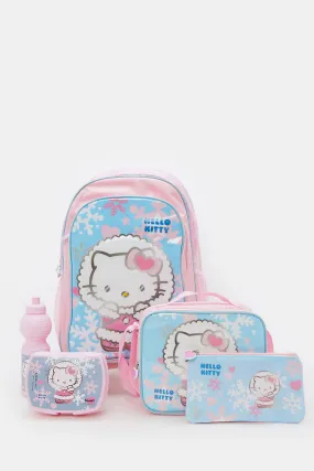 Girls Pink Hello Kitty Print Trolley Set (5 Piece)