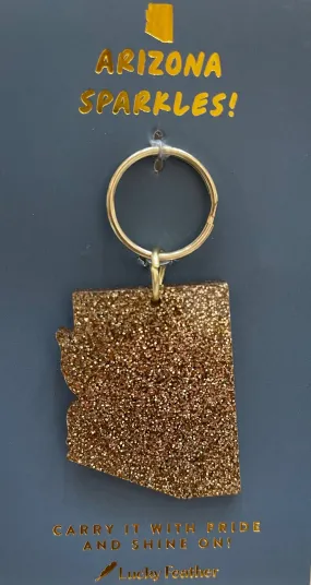 Gold Glitter AZ State Keychain