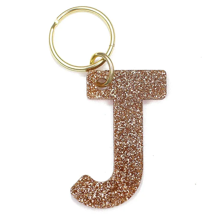 Gold Glitter Letter Keychain