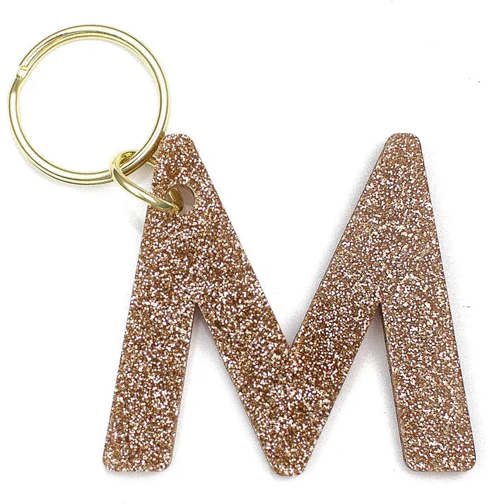 Gold Glitter Letter Keychain