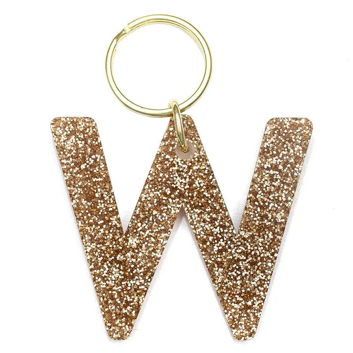 Gold Glitter Letter Keychain