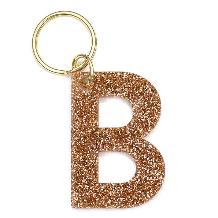 Gold Glitter Letter Keychain