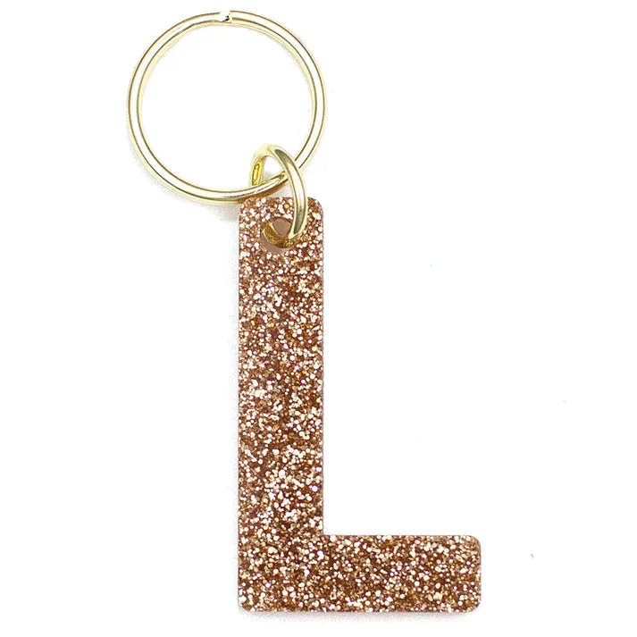 Gold Glitter Letter Keychain