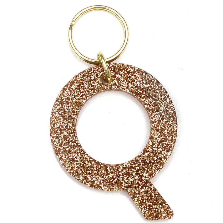 Gold Glitter Letter Keychain