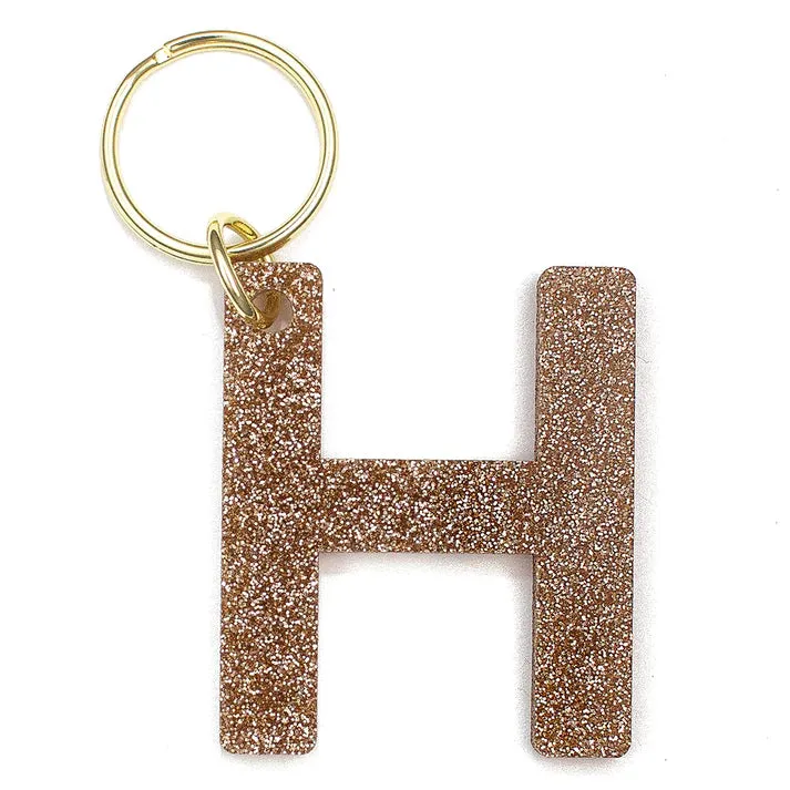 Gold Glitter Letter Keychain