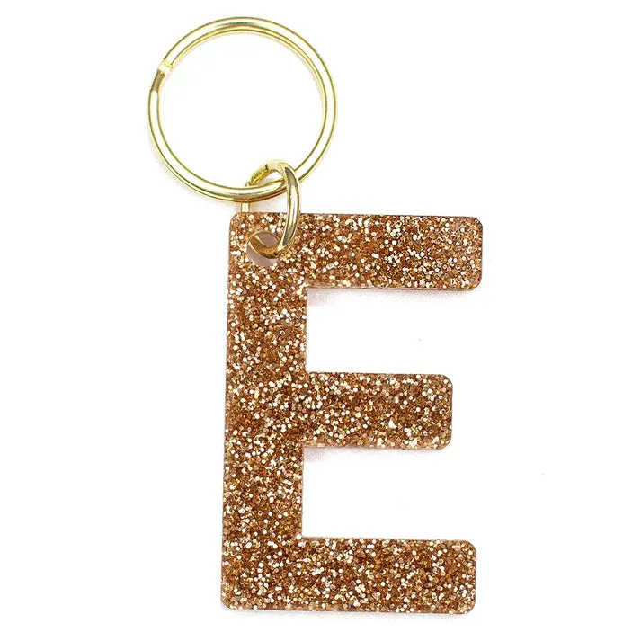 Gold Glitter Letter Keychain