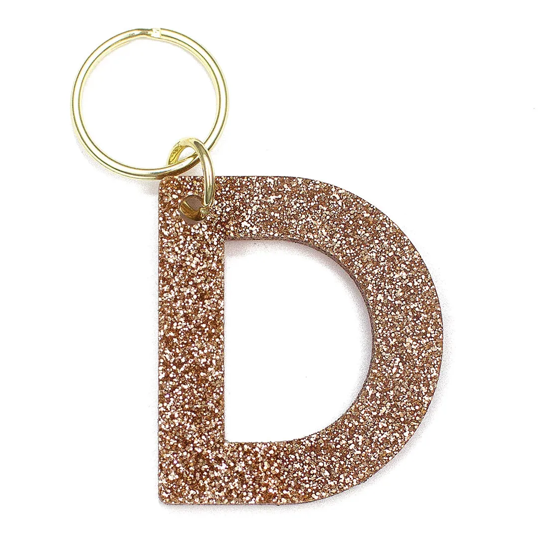 Gold Glitter Letter Keychain