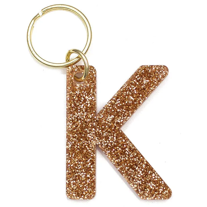 Gold Glitter Letter Keychain