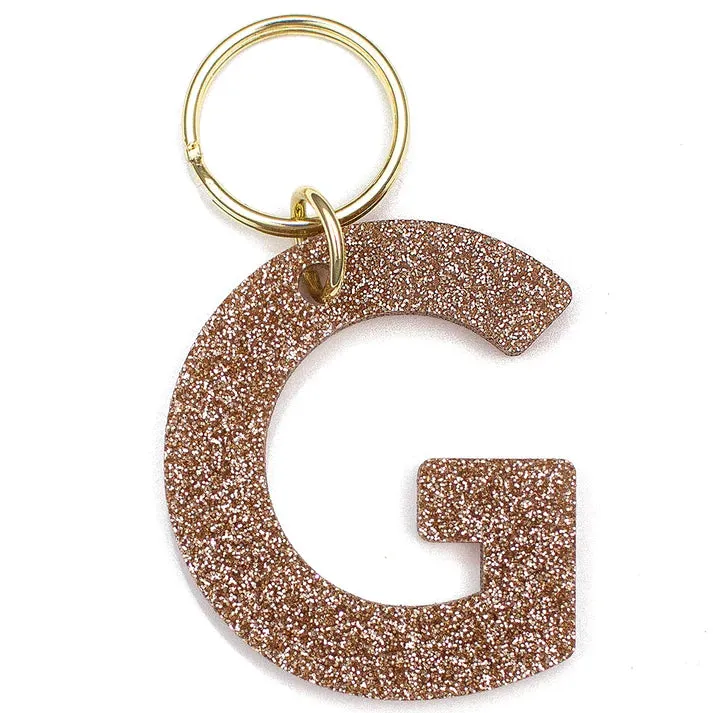 Gold Glitter Letter Keychain