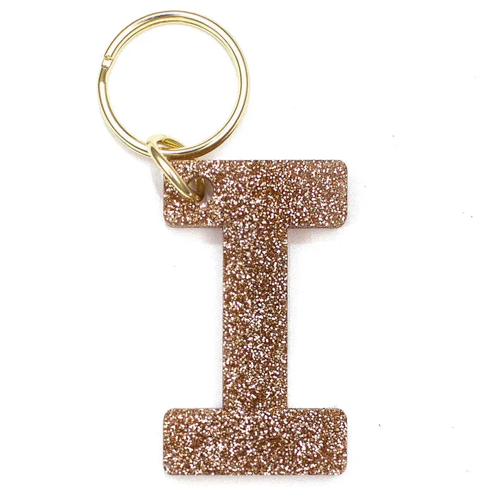 Gold Glitter Letter Keychain