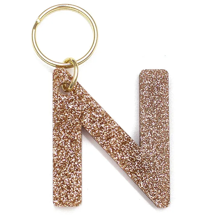 Gold Glitter Letter Keychain