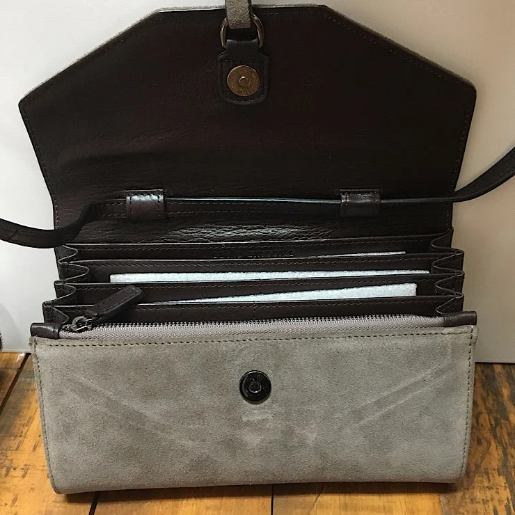 GREY SUEDE CLUTCH BAG