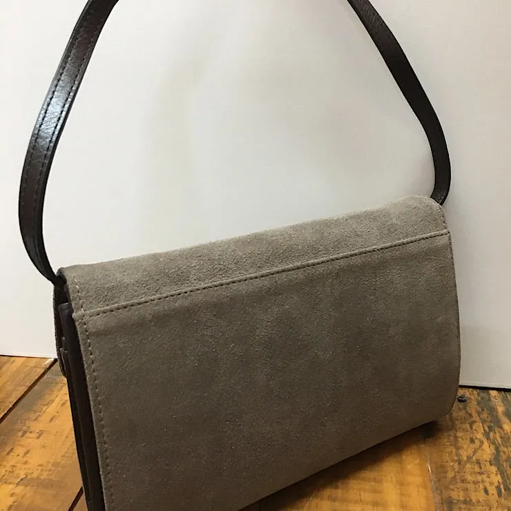 GREY SUEDE CLUTCH BAG