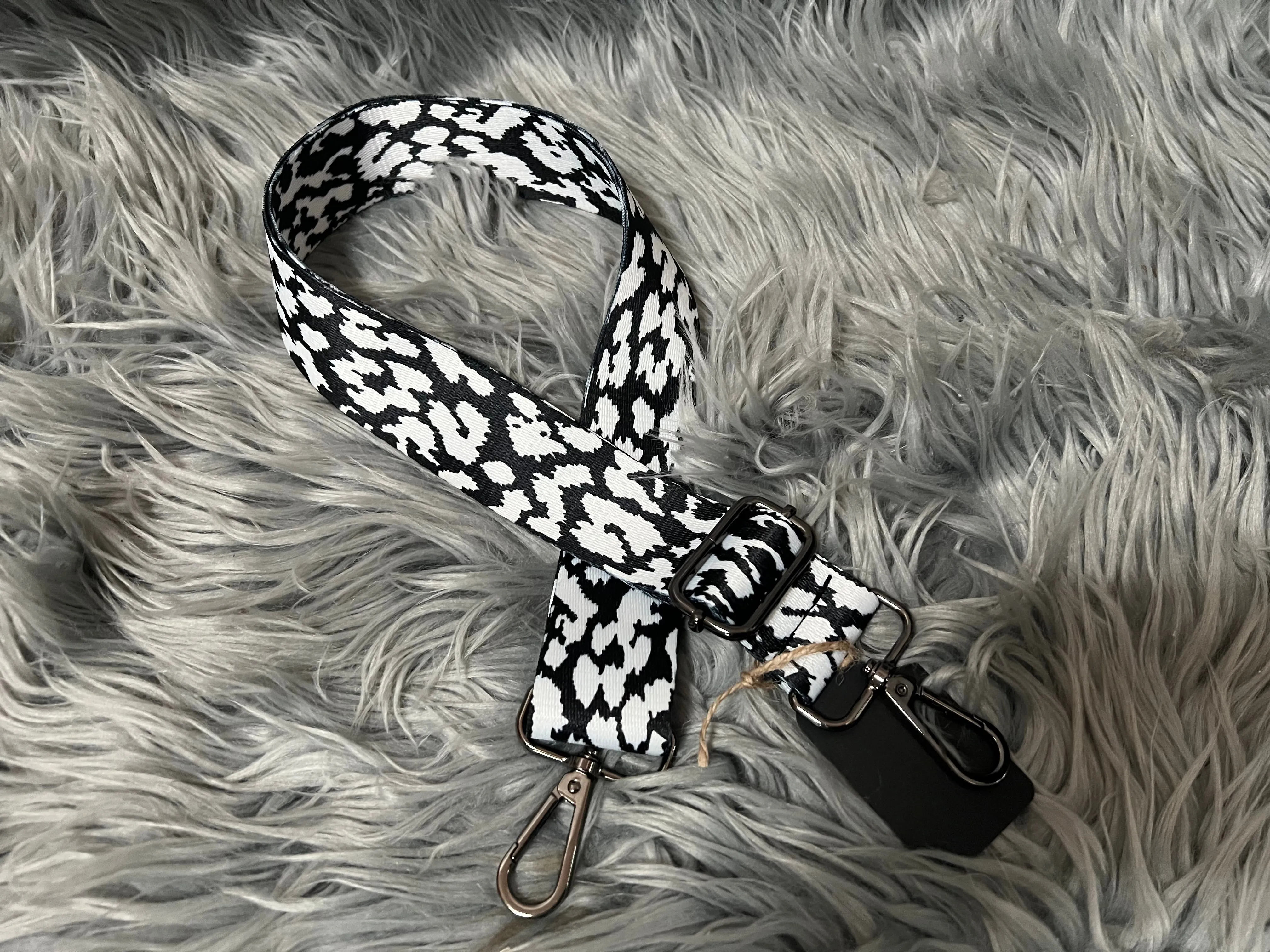 Guitar Strap - White/Black Leopard - 1 1/2”