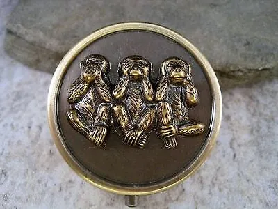 Handmade Steampunk No Evil Monkey Bronze Pill Box