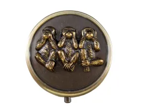 Handmade Steampunk No Evil Monkey Bronze Pill Box