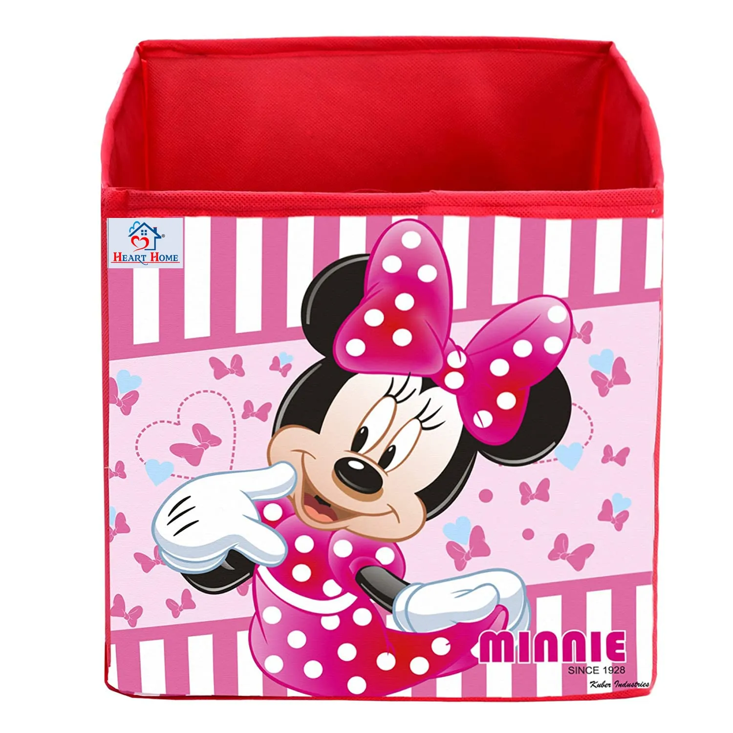 Heart Home Non-Woven Minnie Print Flodable Storage Box/Wardrobe Organizer For Home Decor (Pink) 54HH4242.