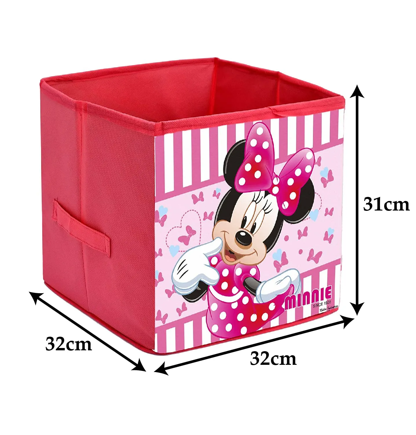 Heart Home Non-Woven Minnie Print Flodable Storage Box/Wardrobe Organizer For Home Decor (Pink) 54HH4242.