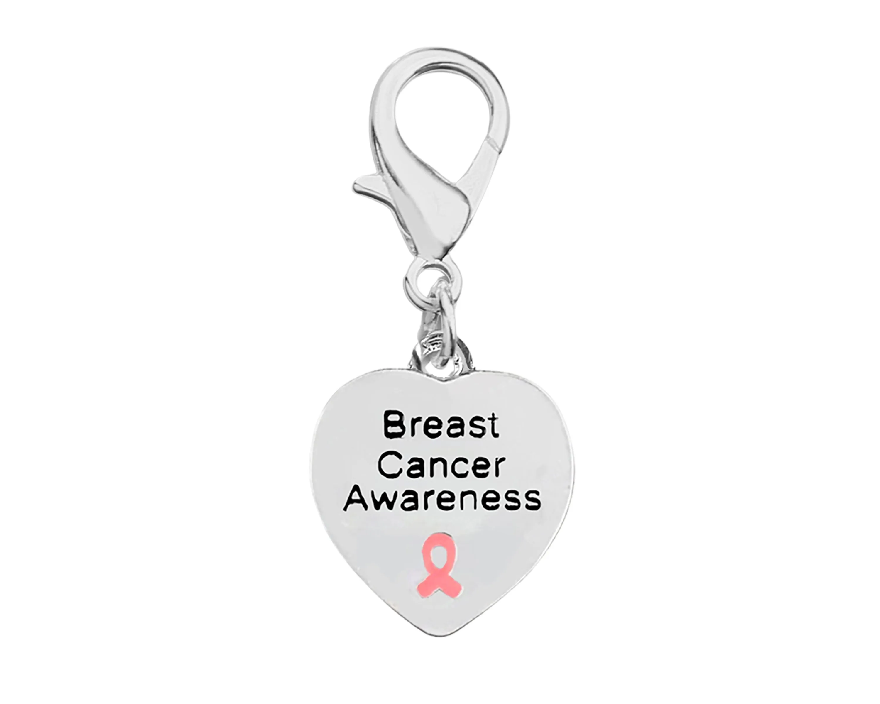 Heart Shaped Breast Cancer Awareness Hanging Charms