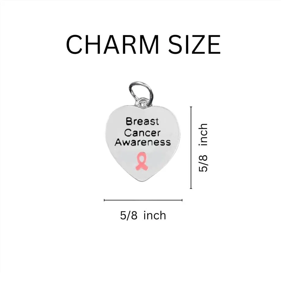 Heart Shaped Breast Cancer Awareness Hanging Charms