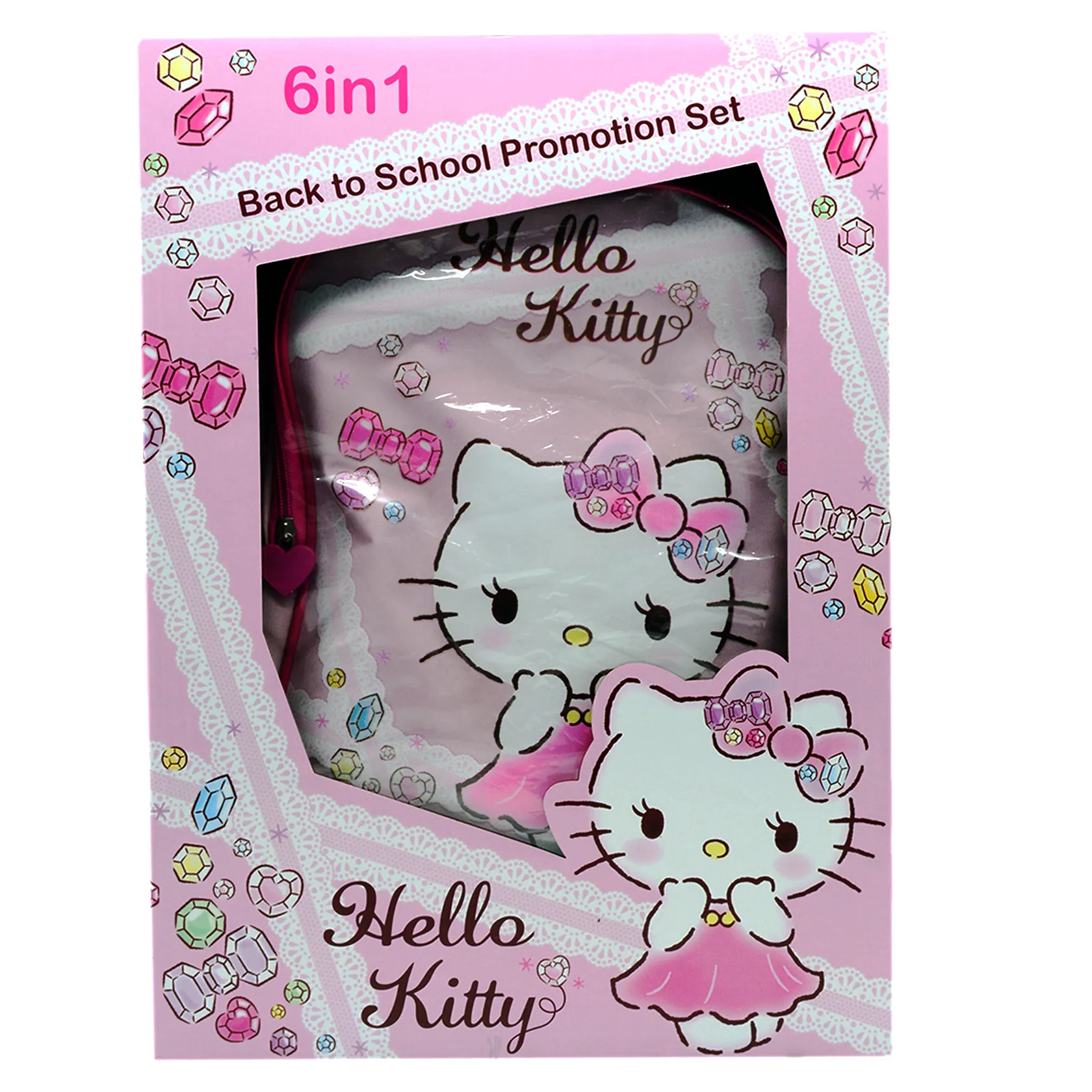 HELLO KITTY BACK TO SCHOOL TROLLEY BAG 6 IN 1 PROMOTION SET HKPR23-4