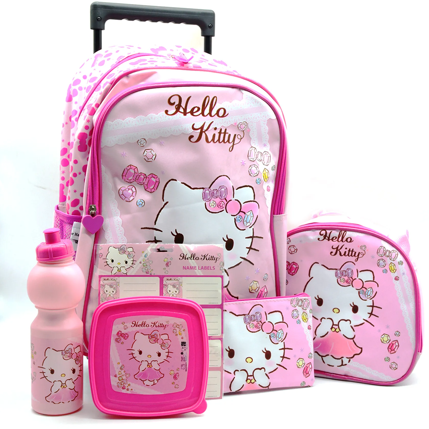 HELLO KITTY BACK TO SCHOOL TROLLEY BAG 6 IN 1 PROMOTION SET HKPR23-4