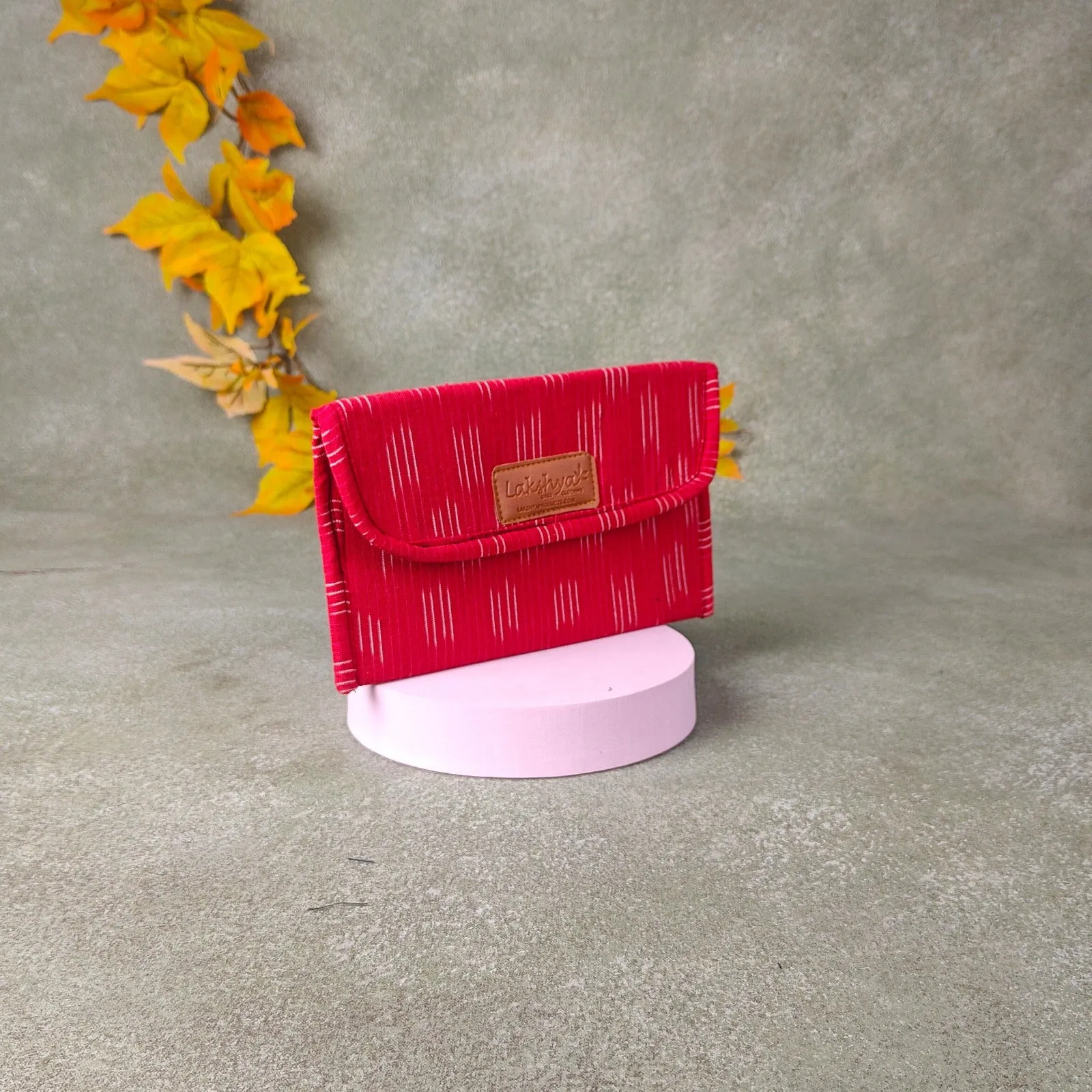 Ikat Clutch Red Colour with White Sprig Prints