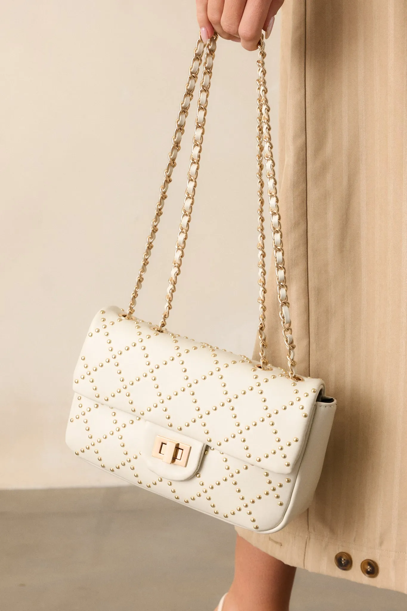 It's About Time Ivory Studded Handbag