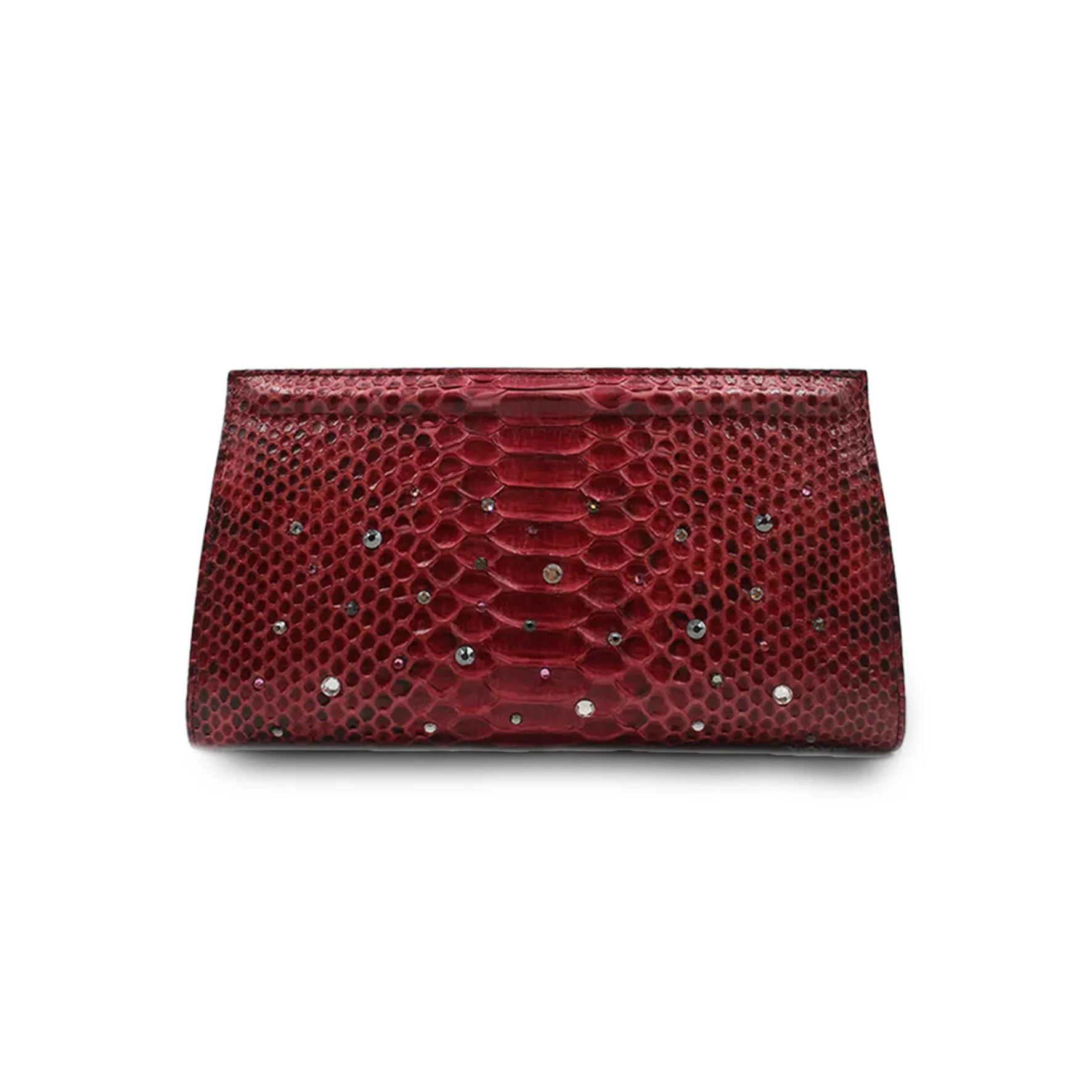 Ivy Clutch in Wine Water Snake w/ Crystals