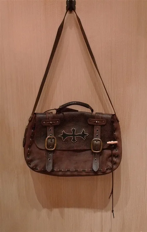 Jeff Gallea Leather Studded Messenger Bag