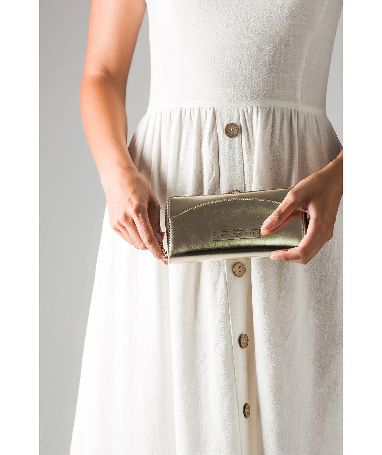 'Jenika' Pale Gold Leather Purse