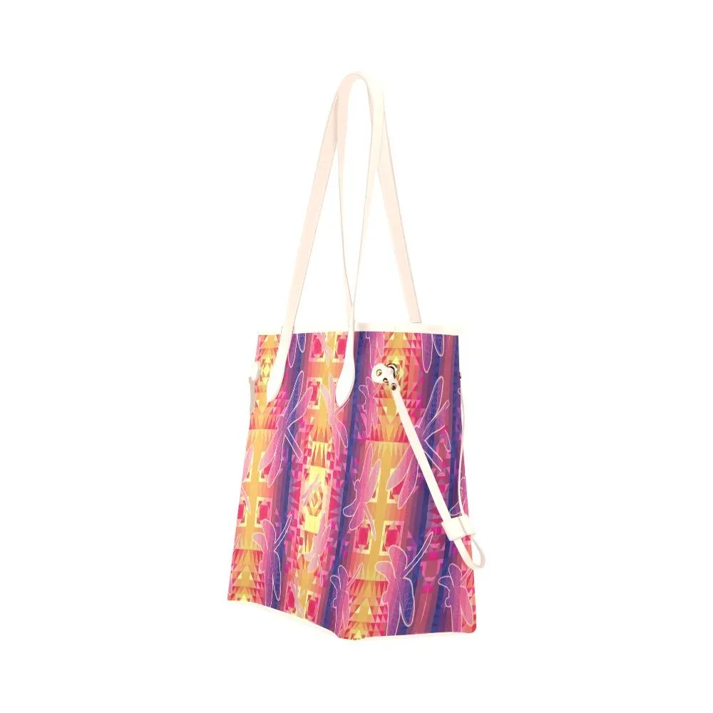 Kaleidoscope Dragonfly Clover Canvas Tote Bag