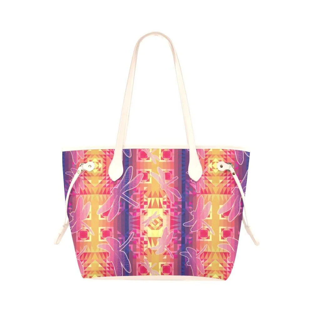 Kaleidoscope Dragonfly Clover Canvas Tote Bag