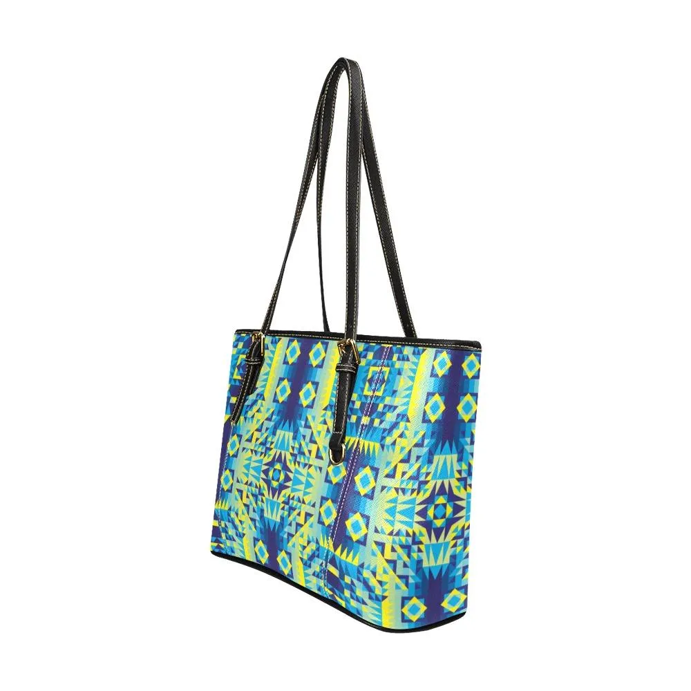 Kaleidoscope Jaune Bleu Leather Tote Bag/Large