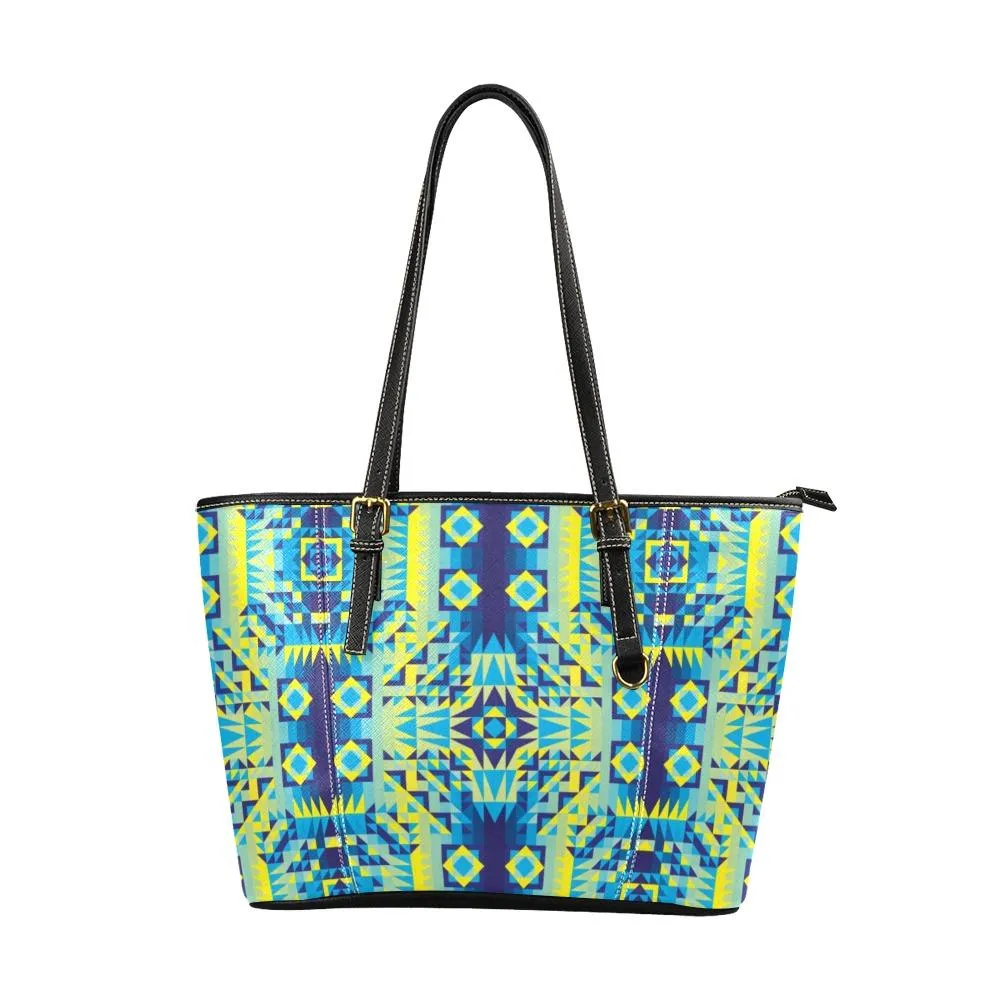 Kaleidoscope Jaune Bleu Leather Tote Bag/Large