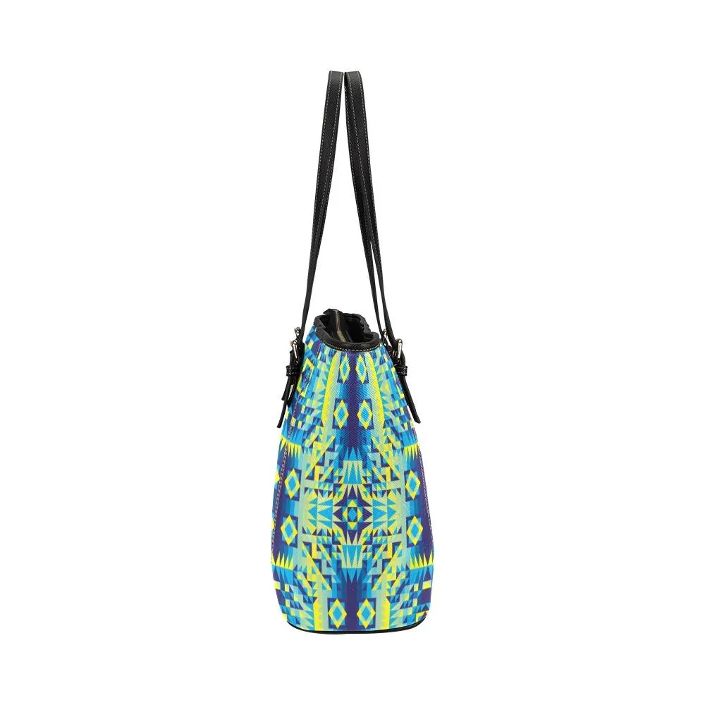 Kaleidoscope Jaune Bleu Leather Tote Bag/Large