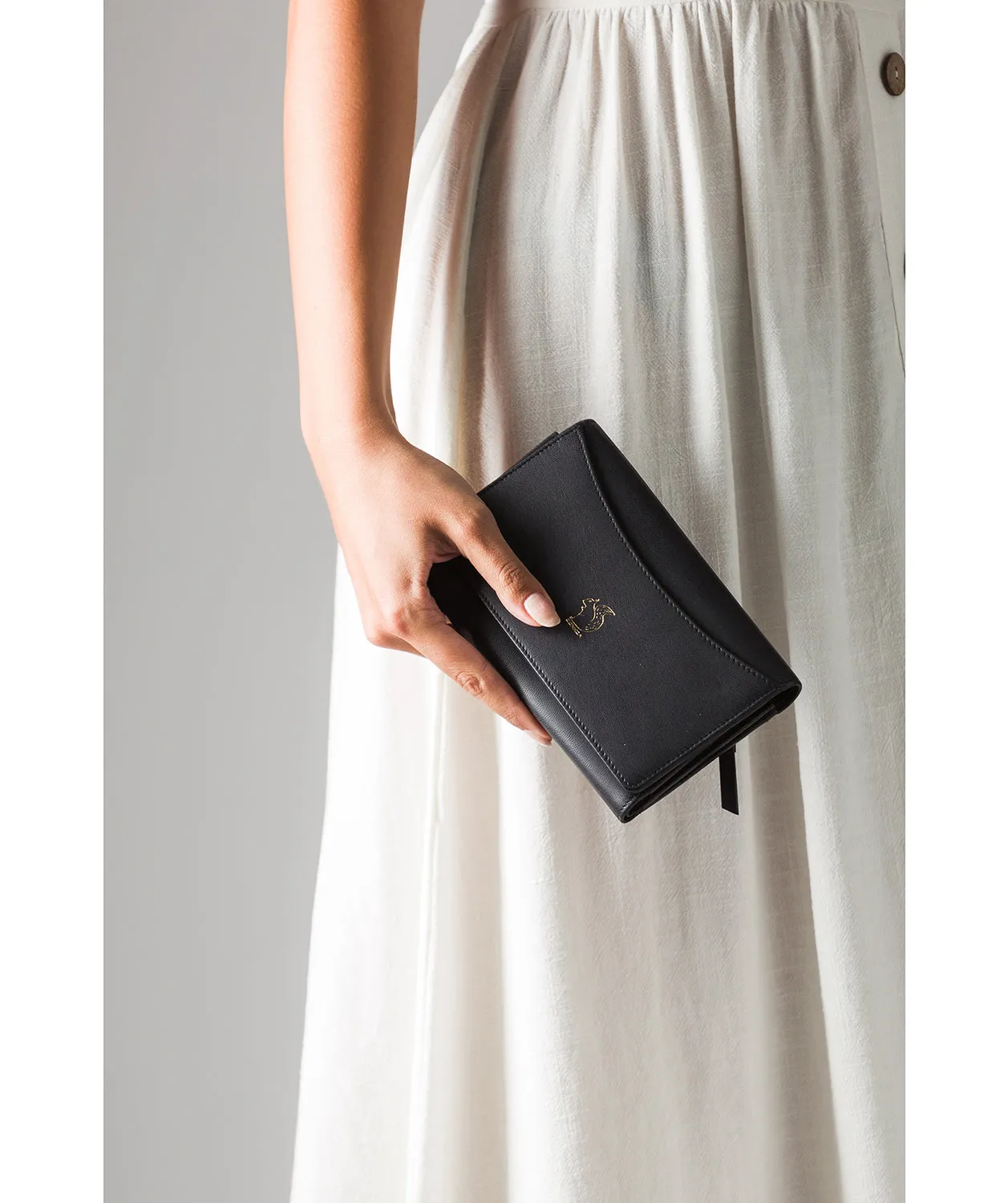 'Kali' Smooth Black Leather Purse