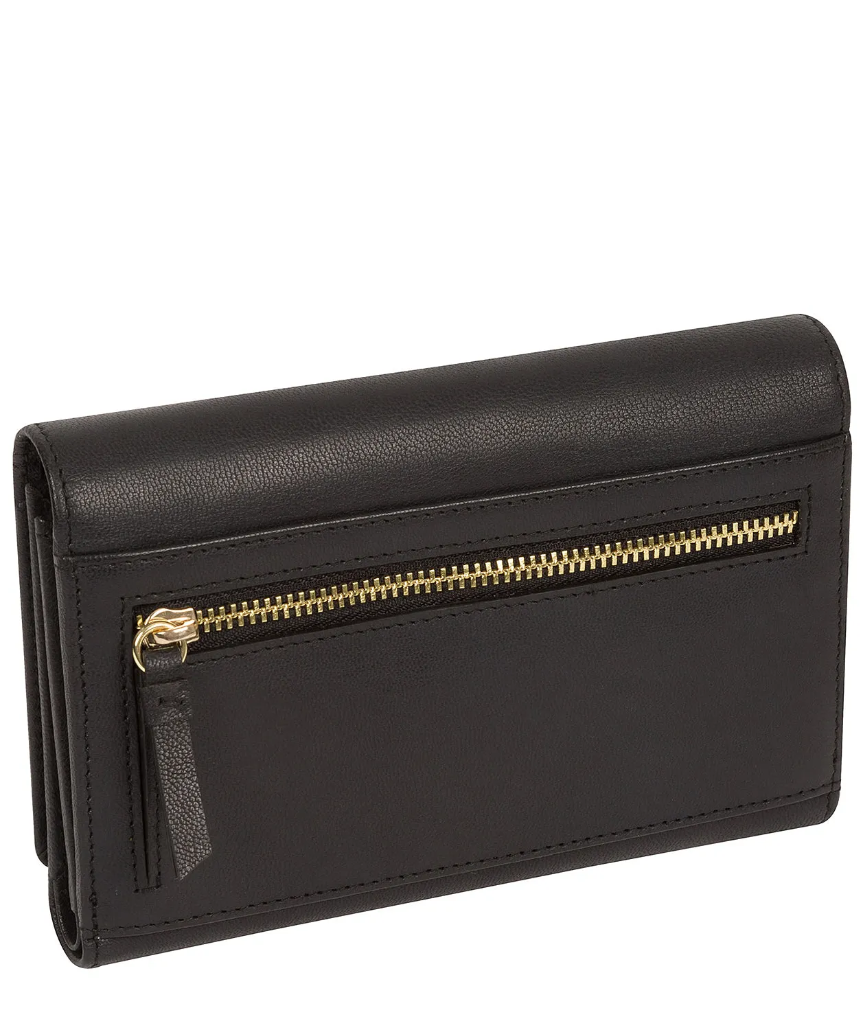 'Kali' Smooth Black Leather Purse