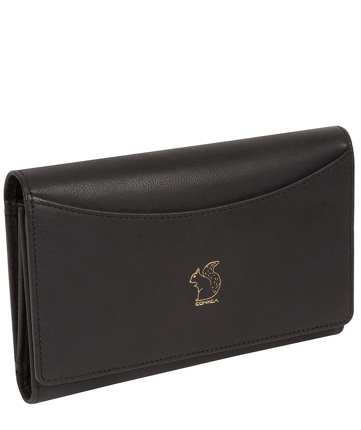 'Kali' Smooth Black Leather Purse