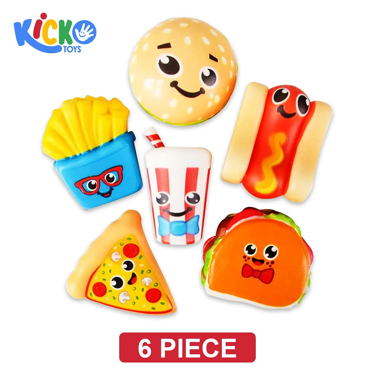 Kicko 3.75 Inch Slow Rising Squishy Fast Food Toys - 6 Piece Assorted Scented Simulation