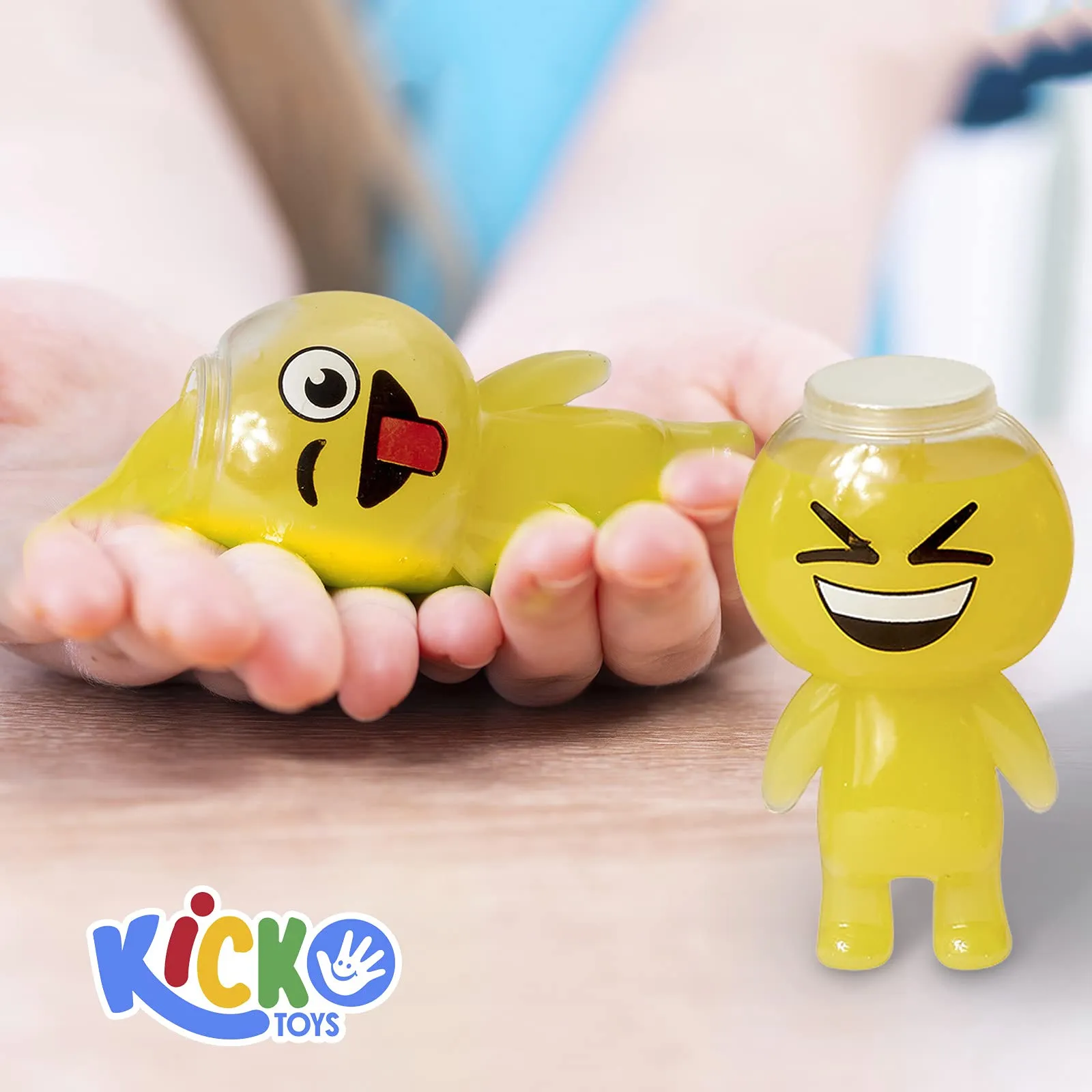 Kicko Emoticon Slime - 12 Pack - Yellow Sludgy Gooey Fidget Kit - for Sensory and Tactile