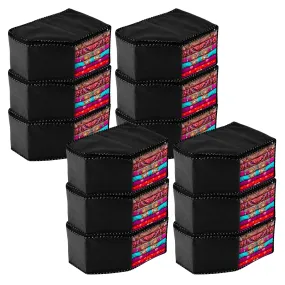 Kuber Industries Blouse Cover | Clothes Storage Bag | Zipper Wardrobe Organizers | Non-Woven Clothes Organiser | Side Transparent Blouse Organizer | Dot Border | Pack of 12 | Black