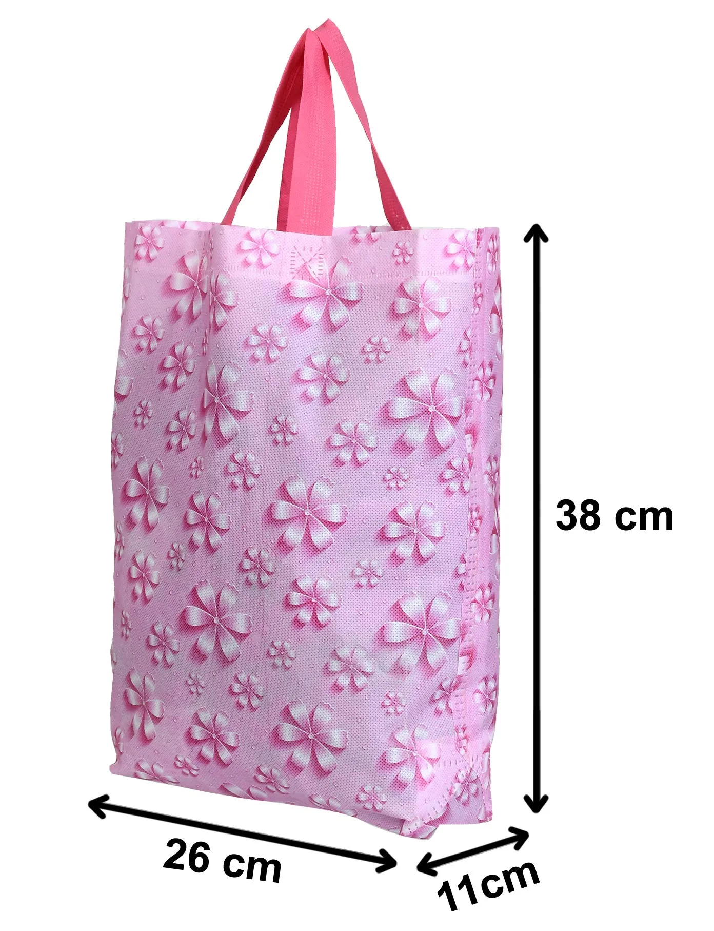 Kuber Industries Non-Woven Foldable Shopping Bag|Reusable Travel Tote Bag|Gift Bag|Grocery Bag for Vegetable|Pack of 12 (Pink)