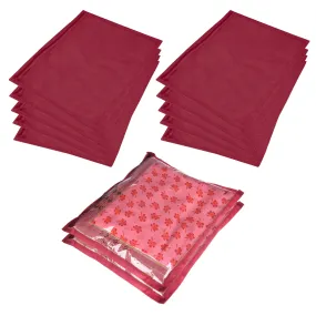 Kuber Industries Saree Cover | Clothes Storage Bag | Single Packing Saree with Zip Closure | Wardrobe Organizer | Cloth Stoarge Organizer | Plain Saree Cover | Pack of 12 | Maroon