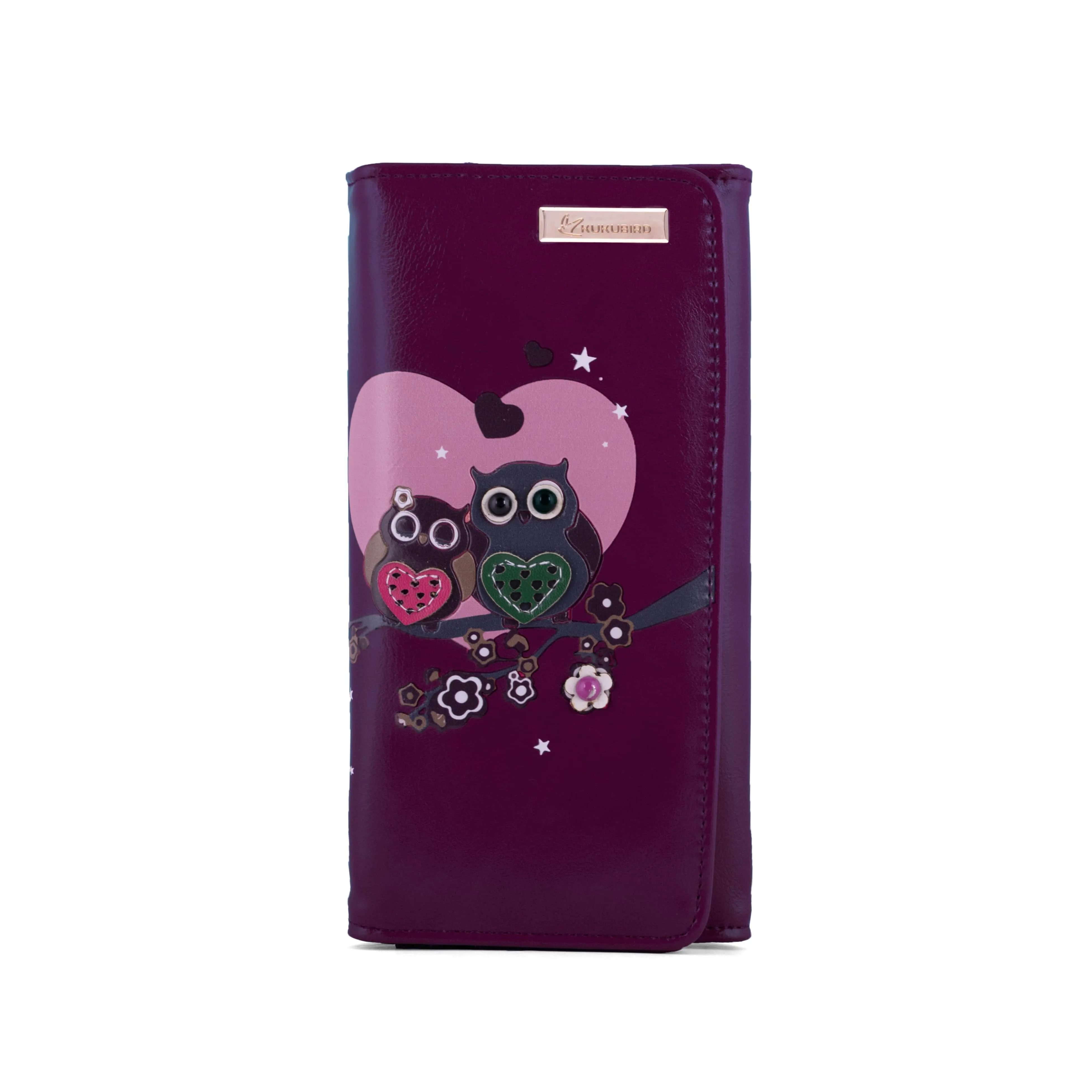 Kukubird Large Purse 2 owl's love - Purple