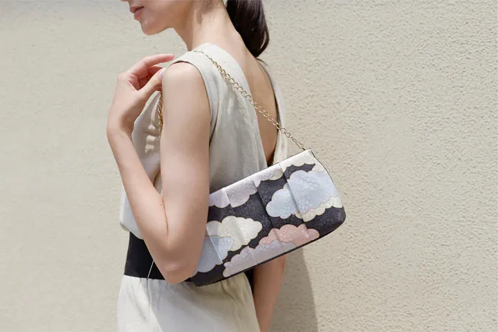 Kyo-Yuzen Clutch Bag - Rose Gray, Made in Kyoto, Japan