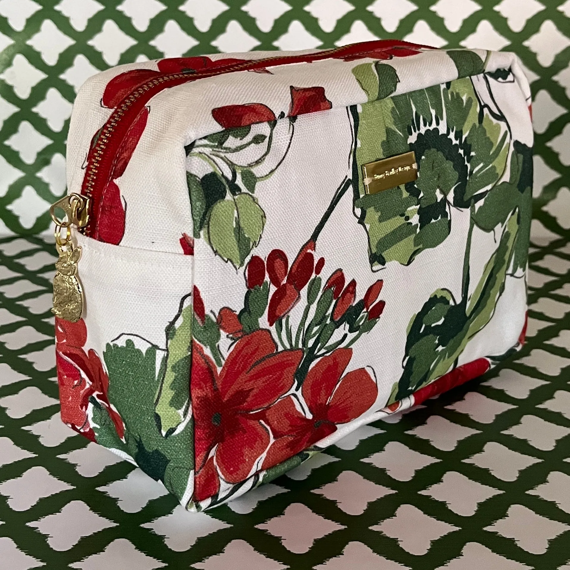 Large Cottage Grove Geranium Red Toiletries Bag