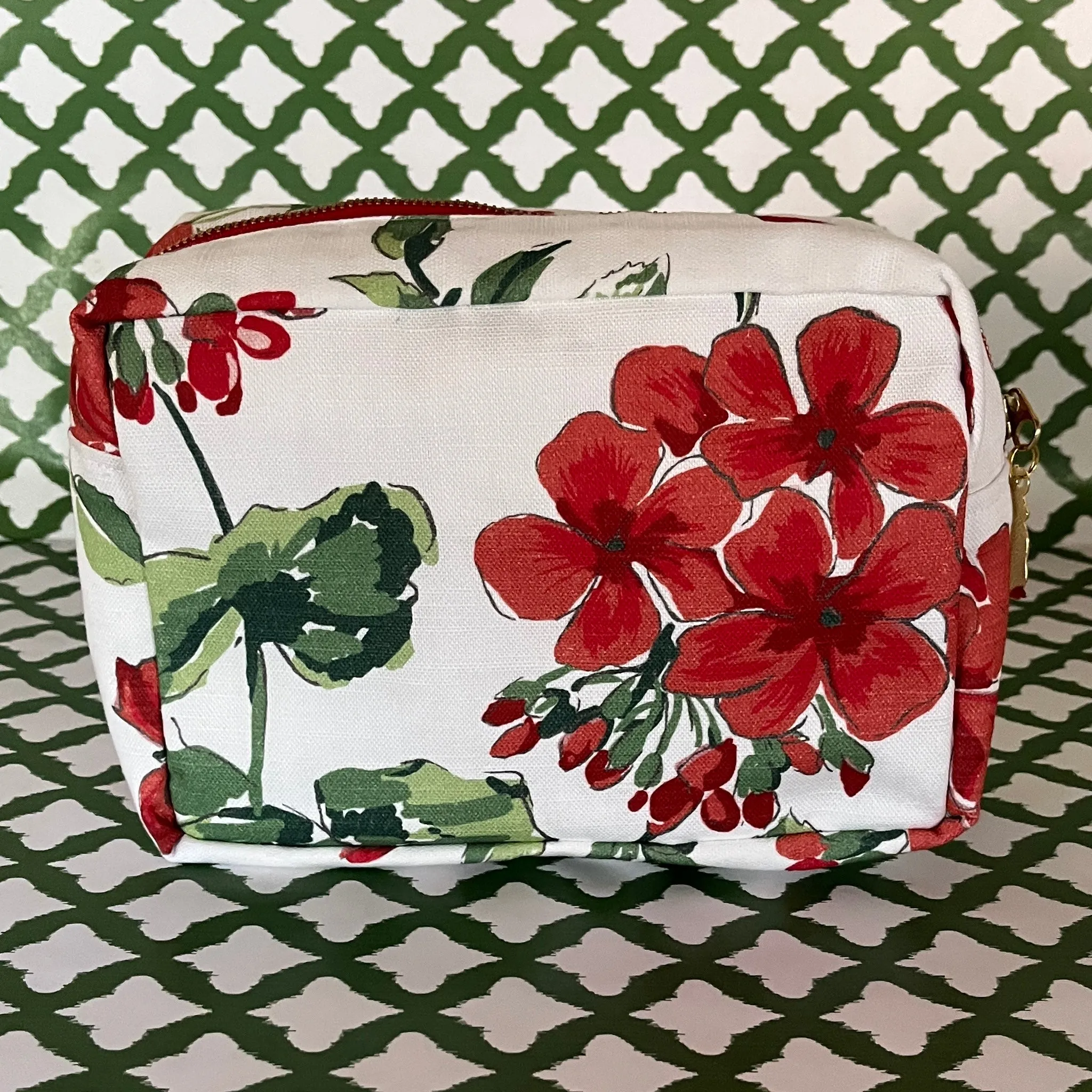 Large Cottage Grove Geranium Red Toiletries Bag